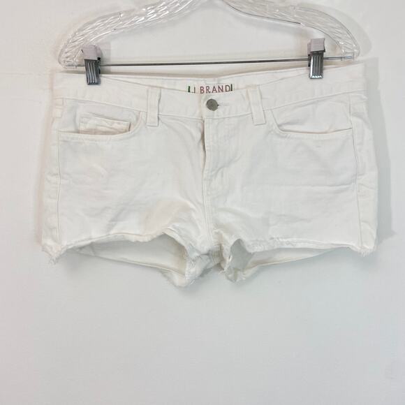 J Brand White Mid-Rise Cut-Off Denim Shorts - Picture 3 of 10